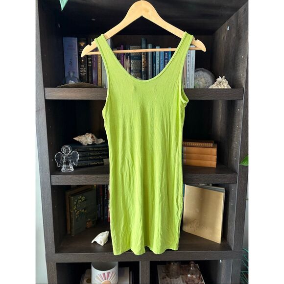 NWOT Enza Costa Silk Blend Tank Mini Dress In Kiwi Green Size Medium - Picture 3 of 5